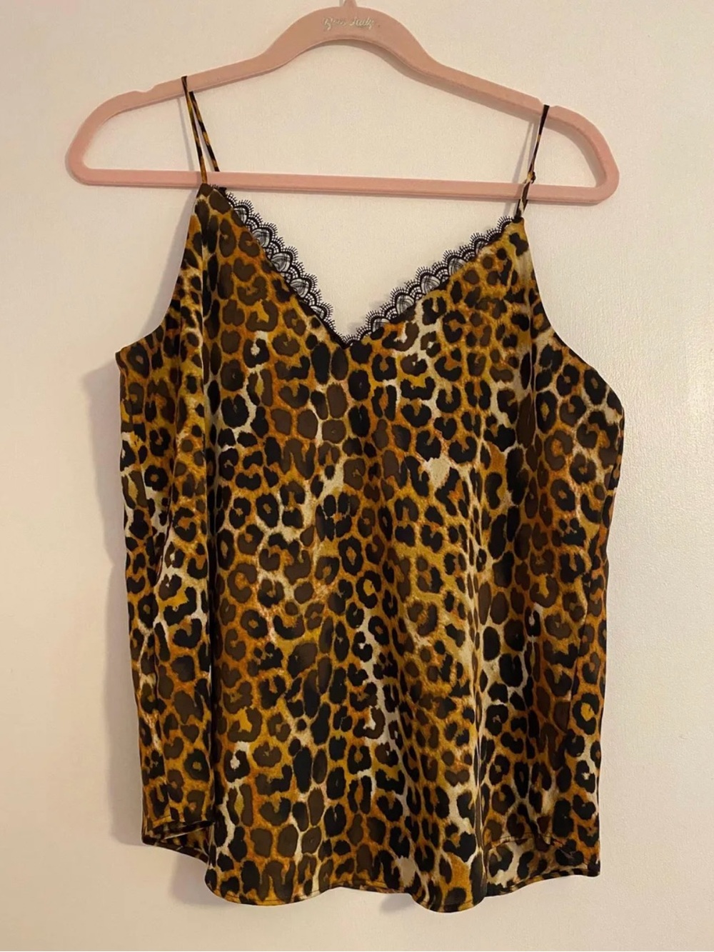 Express Leopard Print Lace-Trim Cami - Brown/Black